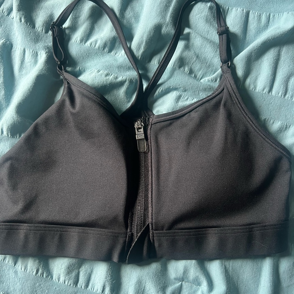 Nike Black Zipper Front Sports Bra